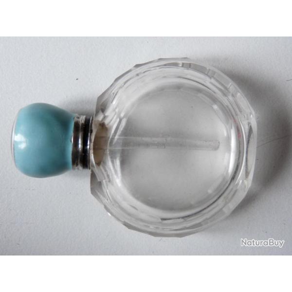 Petit flacon a parfum cristal et argent maill