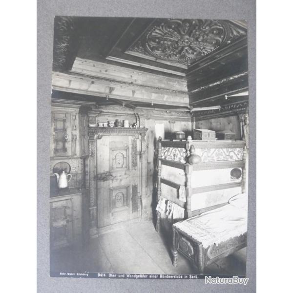 Photographie Suisse Intrieur de maison en bois sculpt