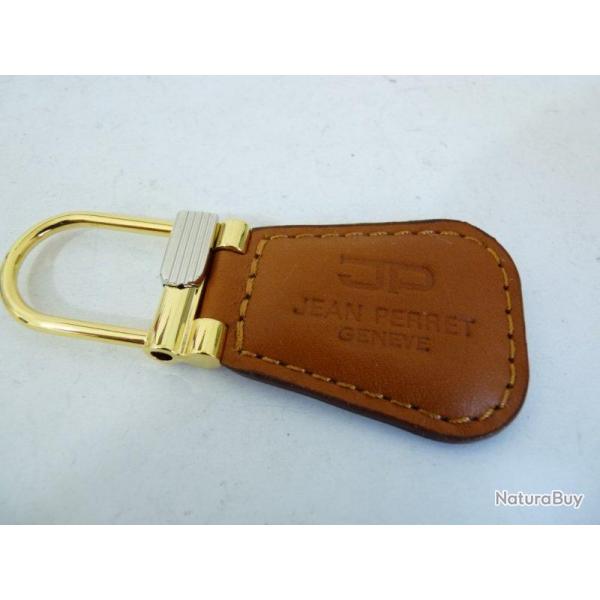 Porte clefs pub cuir brun montres JEAN PERRET horlogerie