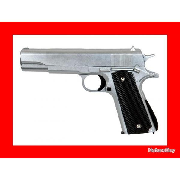 Rplique pistolet  ressort Galaxy G13S Silver full metal 0,5 joules