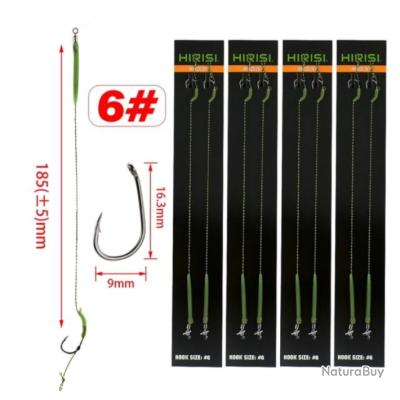 Lot De 18 Bas De Ligne Pour Pêche à La Carpe - Résistance 5,4 Kg, Hameçons En Acier Inoxydable - 7