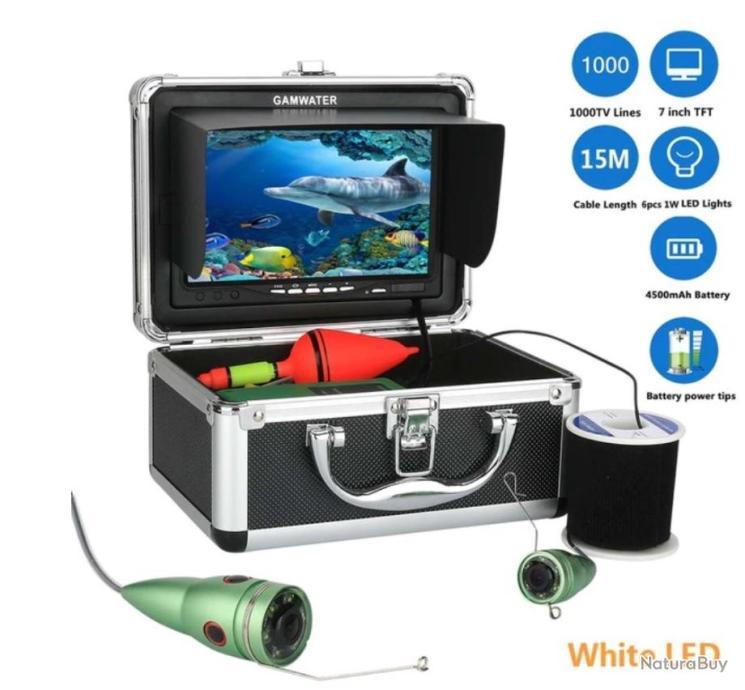 Caméra vidéo de pêche sous-marine 1000tvl 6W avec lampe IR/LED blanc avec  moniteur 15m de cable - Caméras embarquées (9919899)
