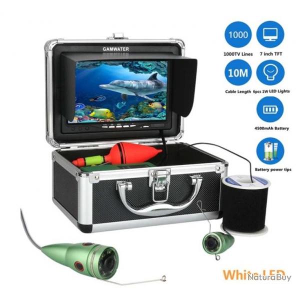 Camra vido de pche sous-marine 1000tvl 6W avec lampe IR/LED blanc avec moniteur  10 m de cable