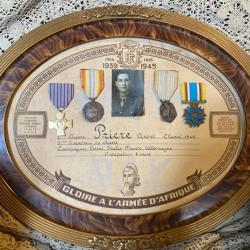 Ensemble de médailles de Priere André Classe 1945. Armée d'Afrique. Corse , Italie, France, Allemagn