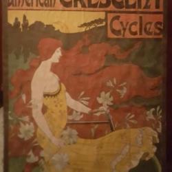 Trais belle vielle affiche de American CRESCENT Cycles trais bon état colée sur carton