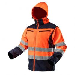 Veste de travail haute vision, softshell avec capuche, orange, taille M