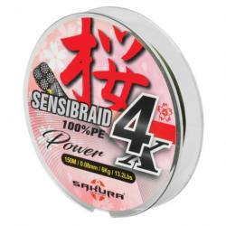 Tresse Sakura Sensibraid 4 - 150 m Chartreuse / 0.08 mm / 6 kg - Vert / 0.18 mm / 12 kg