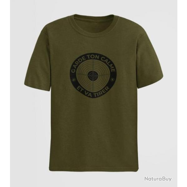 T shirt Tir Sportif Garde ton Calme et va tirer Army Noir