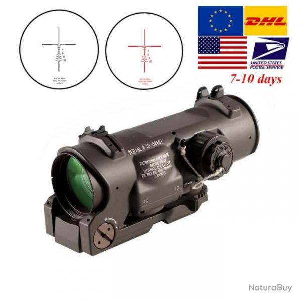 Lunette Visee 1x-4x Objectif Fusil Tactique  Fixe Double usage illumine points rouges Fusil Chasse