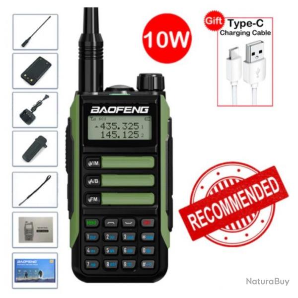 BAOFENG VHF UV-16 pro Max,  True haute puissance 10 Watts LONGUE PORTE, coloris vert