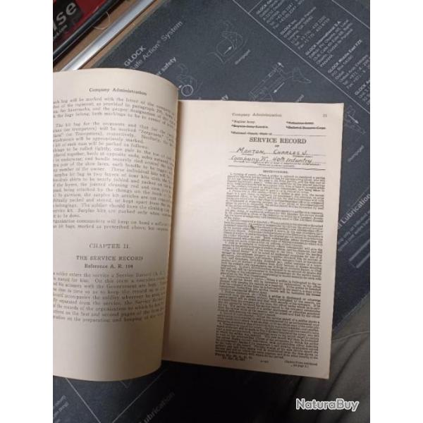Vends "Company Administration "Livre militaire amricain de 1917