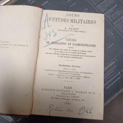 Vends " Cours d'études militaires"Armée française  1883