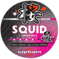 Tresse Sakura Squid 8X - 150 m - Rose / 0.10 mm / 6 kg