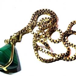 Chaine en Or 18 Kr 58cm 16 gr maille Vénitienne avec Poinçons + pendentif Poinçonnée 18Kr+ pierre ++