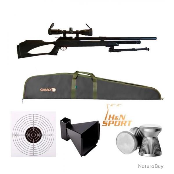 PACK-7 M25 PCP CARABINE + BIPIED SNOWPEAK Cal. 4,5 mm + Lunette 4-16 X 40AO Mildot illumin 19,9 J.