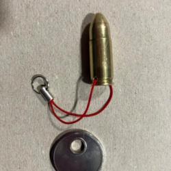 Porte clés 9mm  -munition inerte-