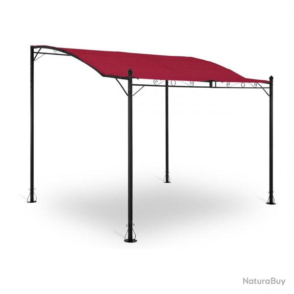 Pergola pavillon barnum tonnelle tente abri gazebo de jardin terrasse beige incline rouge 2,6 x 3