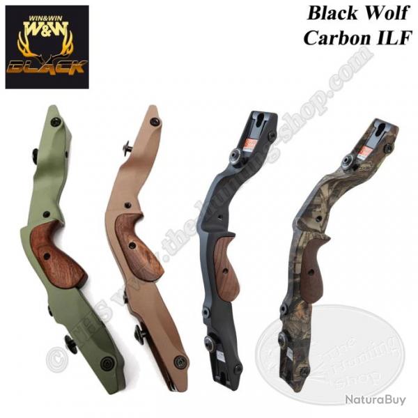 WIN&WIN BLACK poigne BLACK WOLF de 17" en carbone pour arc de chasse traditionnel recurve au standa