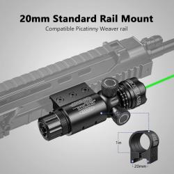 Pointeur laser tactique VERT avec switch déporté + 2 montages (en 8 et rail 20mm)