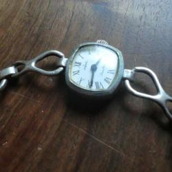 montre mecanique 5 rubis  bracelet femme argent 0/800