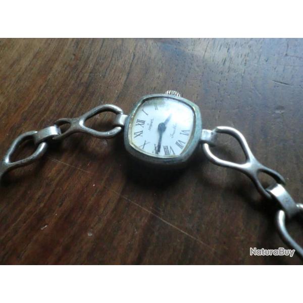 montre mecanique 5 rubis  bracelet femme argent 0/800