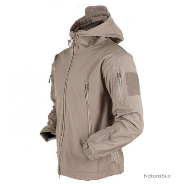 Veste  Capuche Militaire Impermable Ultra Rsistante Coupe Vent Camping Randonne Chasse Beige
