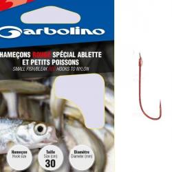 HAMECONS MONTES GARBOLINO ROUGES SPECIAL ABLETTES ET PETITS POISSONS PAR 10 Taille 22 0.07mm