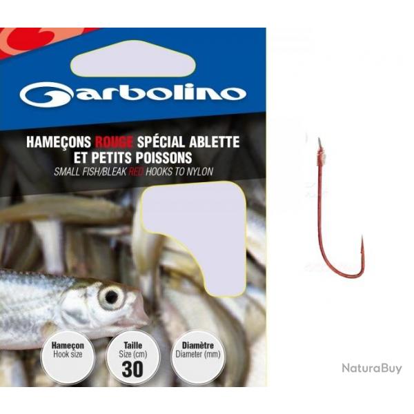 HAMECONS MONTES GARBOLINO ROUGES SPECIAL ABLETTES ET PETITS POISSONS PAR 10 Taille 22 0.07mm