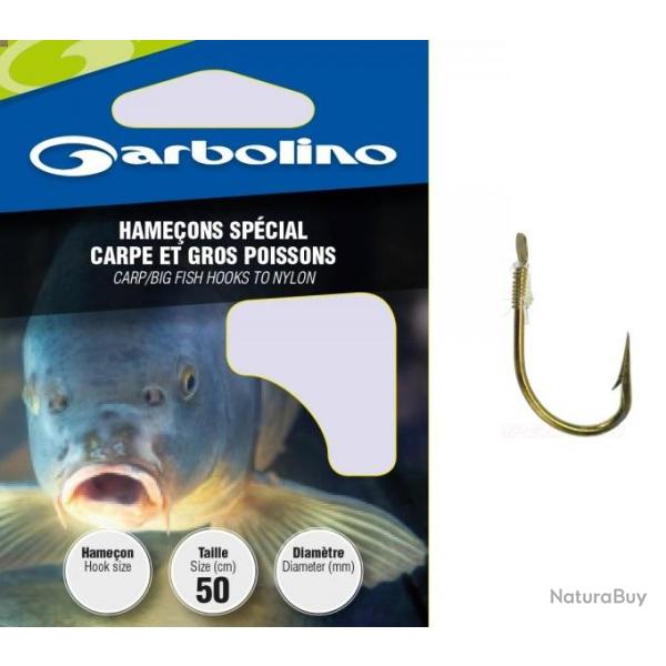 HAMECONS MONTES GARBOLINO SPECIAL CARPE ET GROS POISSONS PAR 10 Taille 14 0.14mm