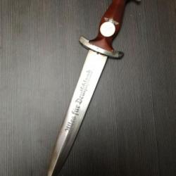 Dague allemande,dague SA modèle lourd, dédicace du soldat sur la lame.Fabricant Paul WEYERSBERG &CO.