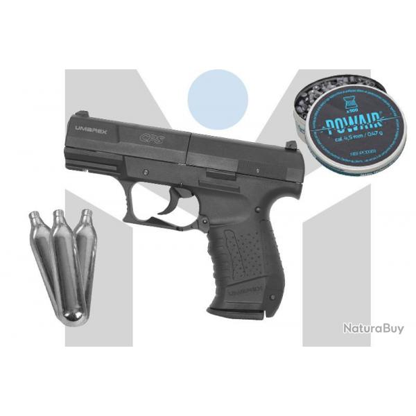 Pack Pistolet CPS CO2 4.5mm + CO2 + Plombs Umarex
