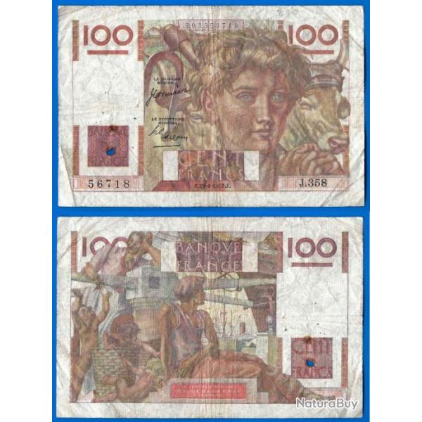 France 100 Francs 1950 Jeune Paysan Billet Frc Frs Frcs Europe