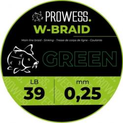 Tresse Prowess Corps de ligne W-Braid - 1000 m - 50 lb / Vert / 0.35 mm