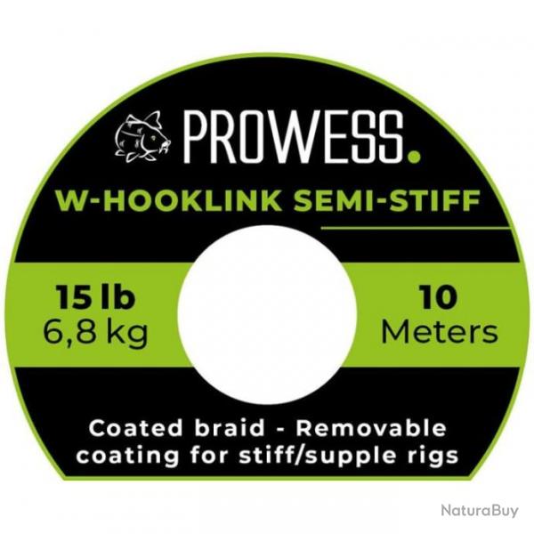 Tresse  bas de ligne Prowess W-Hooklink Semi-Stiff - 10 m - 35 lb / Vert