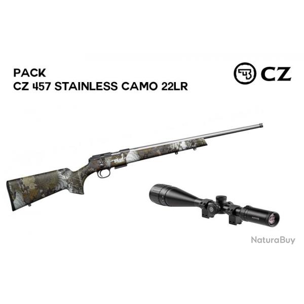 Carabine 22LR CZ 457 CAMO STAINLESS + Lunette Hawke FAST MOUNT 3-9X40 