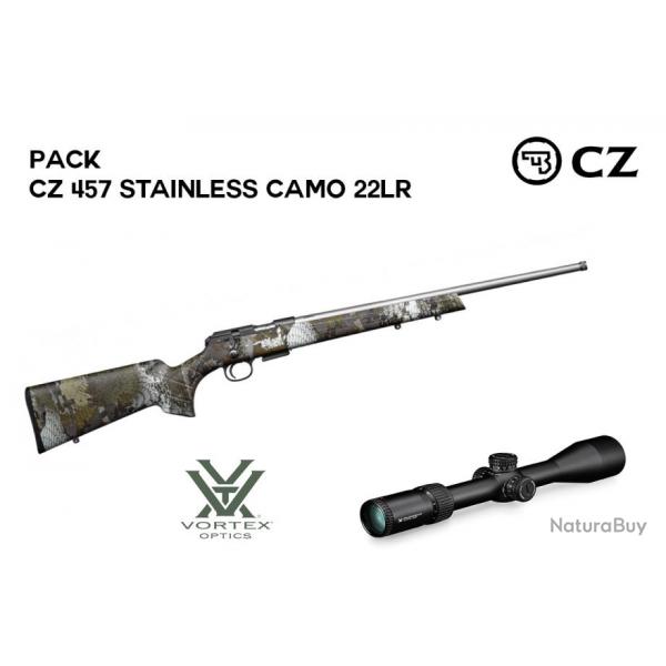 Carabine 22LR CZ 457 CAMO STAINLESS + Lunette vortex diamondback tactical 6-24x50 