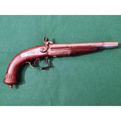 Pistolet Français de chasse Double Canon ( Justaposé) á broche type  Lefauchaux vers 1850