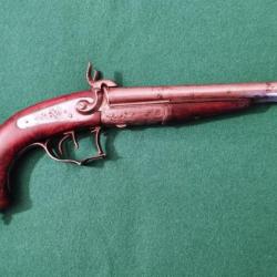 Pistolet Français de chasse Double Canon ( Justaposé) á broche type  Lefauchaux vers 1850