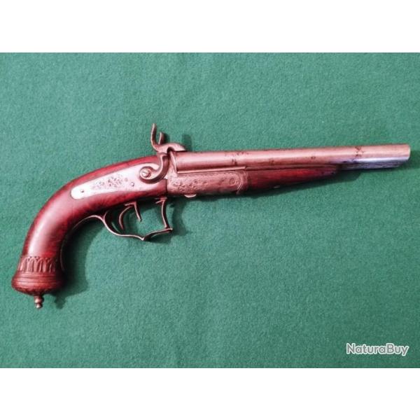 Pistolet Franais de chasse Double Canon ( Justapos)  broche type  Lefauchaux vers 1850