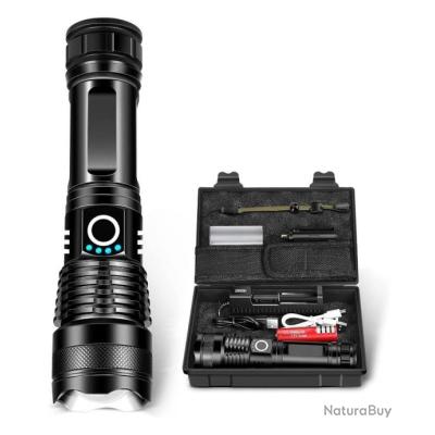 Lampe Torche Zoomable T6 Torche LED Tactique Super Puissante 5 Modes