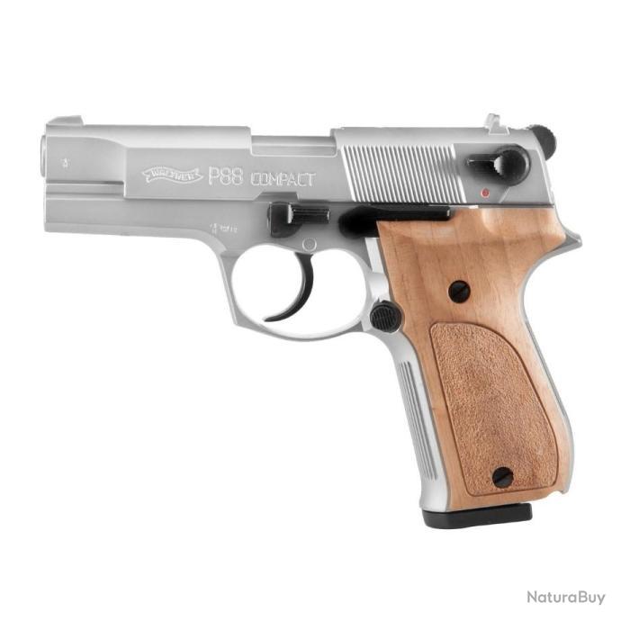 Pistolet d'alarme Walther P88 Nickelé crosse bois 9mm PAK