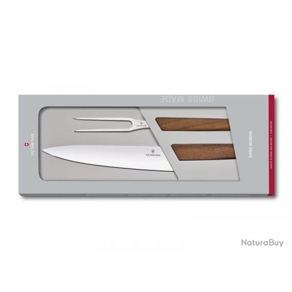 COFFRET DECOUPER VICTORINOX 2P SWISS MODERN NOYER