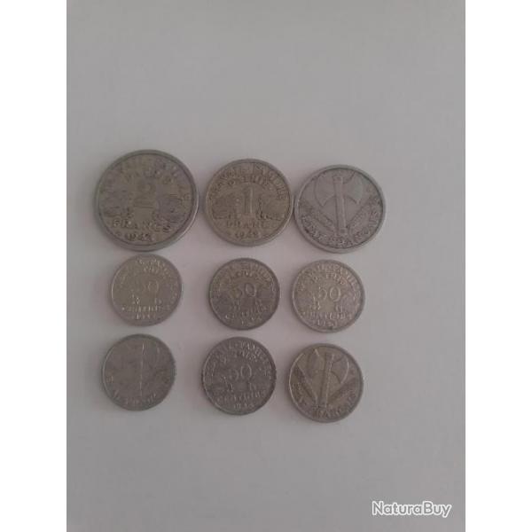 Lot monnaie de FRANCE 23 pcs de la 2 me guerre mondiale .