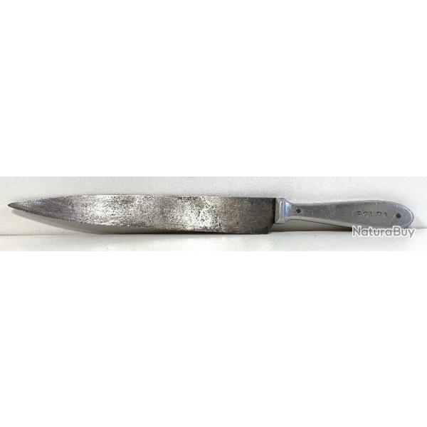Ancien Couteau De Boucher Cuisine Manche Aluminium SOLPA