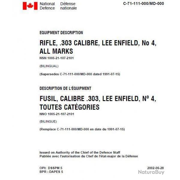5 manuels PdF pour LEE ENFIELD N4 en cal.303 (en Franais)