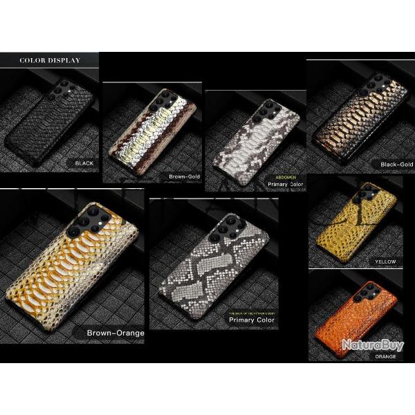 Coque pour Samsung Serpent Python Veritable, Couleur: Au Choix, Smartphone: Galaxy S22 Ultra