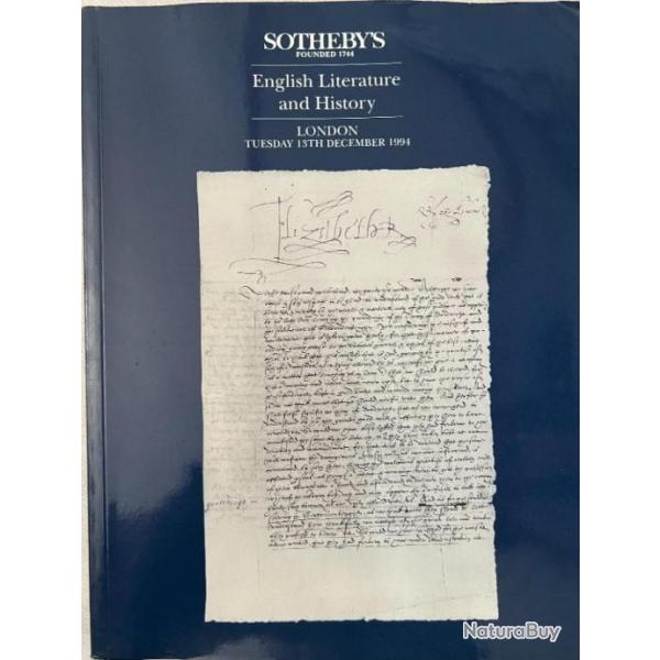 Album de vente de Sotheby's spcial English literature and History