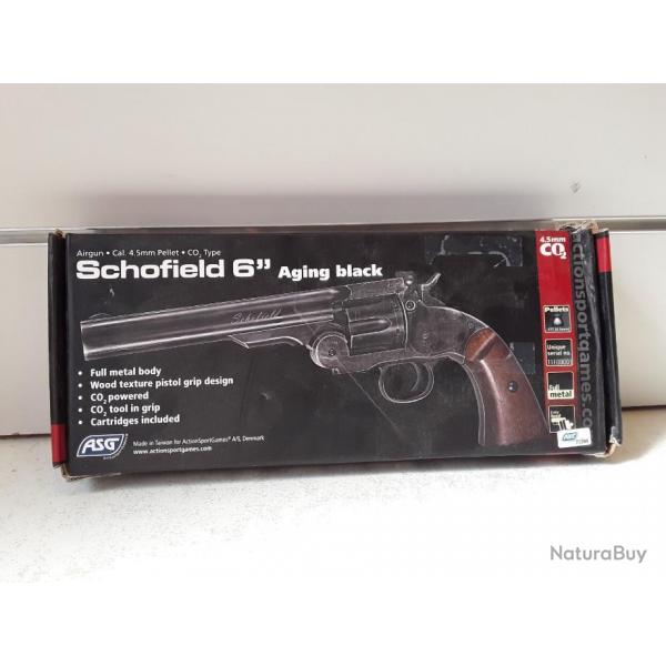 8276 REVOLVER  PLOMBS ASG SCHOFIELD 6" AGING BLACK 4JOULES CAL4,5 NEUF