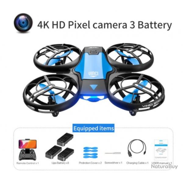Drone 4K HD camra grand Angle WiFi FPVDrone 4DRC V8 Quadricoptre 3 batteries
