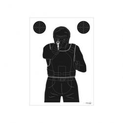 Cible Gravolux CG1 silouhette homme avec gilet PB Noir dond blanc 50x70 cm - x100 - Carton